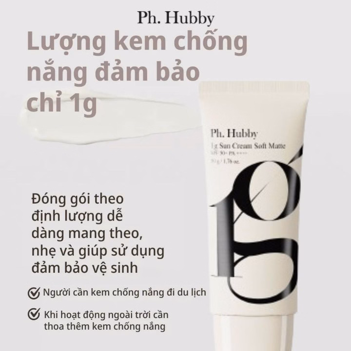 Hộp Kem Chống Nắng Thuần Chay Ph Hubby 1G Sun Cream Soft Matte 50G Mịn Lì - Ảnh 4