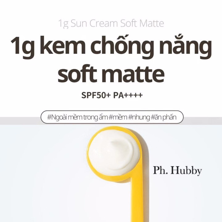 Hộp Kem Chống Nắng Thuần Chay Ph Hubby 1G Sun Cream Soft Matte 50G Mịn Lì - Ảnh 6