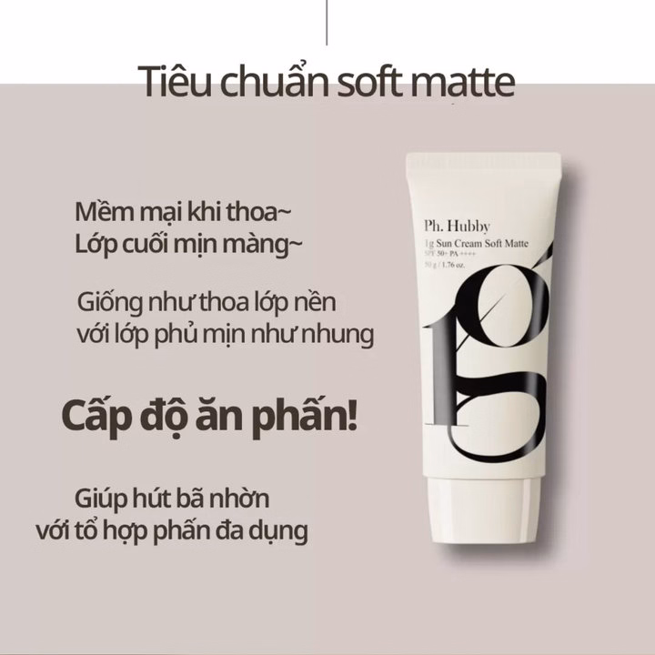 Hộp Kem Chống Nắng Thuần Chay Ph Hubby 1G Sun Cream Soft Matte 50G Mịn Lì - Ảnh 9