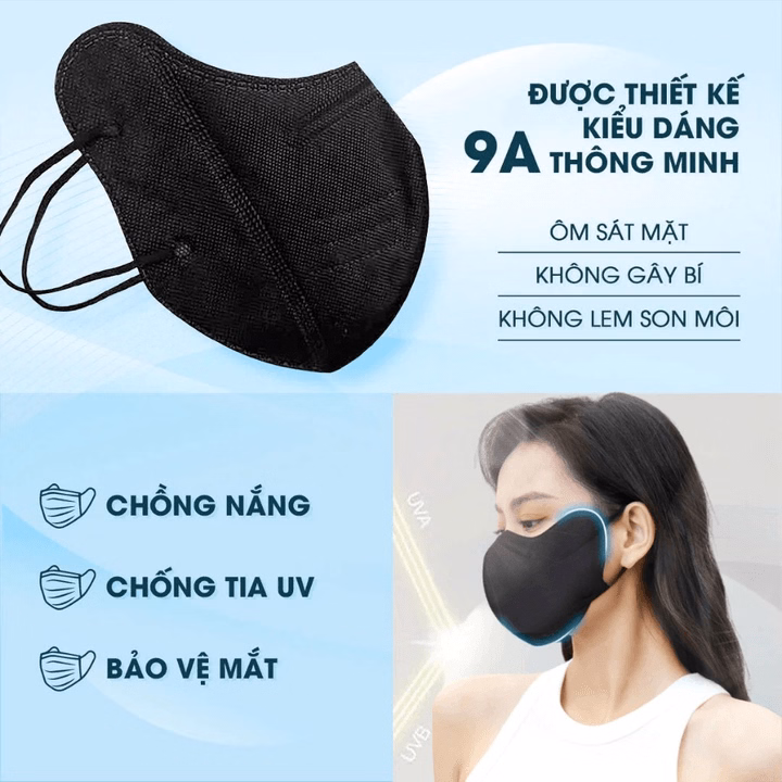 100, 50 Cái Khẩu Trang 9A Chống Nắng Toàn Diện, 5 Lớp Dầy Dặn,Chống Tia Uv, Khẩu Trang Đi Nắng - Ctb825 - Ảnh 3