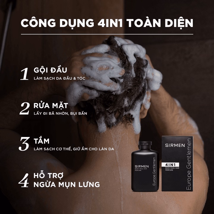 Combo Milan Europe Gồm 2 Sữa Tắm Gội Nam 4 In 1 Hương Nước Hoa Châu Âu - Sirmen - Ảnh 5