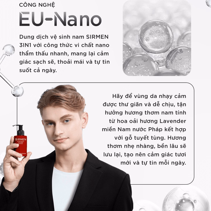 Dung Dịch Vệ Sinh Nam 3 In 1 Sirmen Europe Gentlemen Hương Nước Hoa Châu Âu Nam Tính Quyến Rũ Dòng Cao Cấp 100G - Sirmen - Ảnh 3