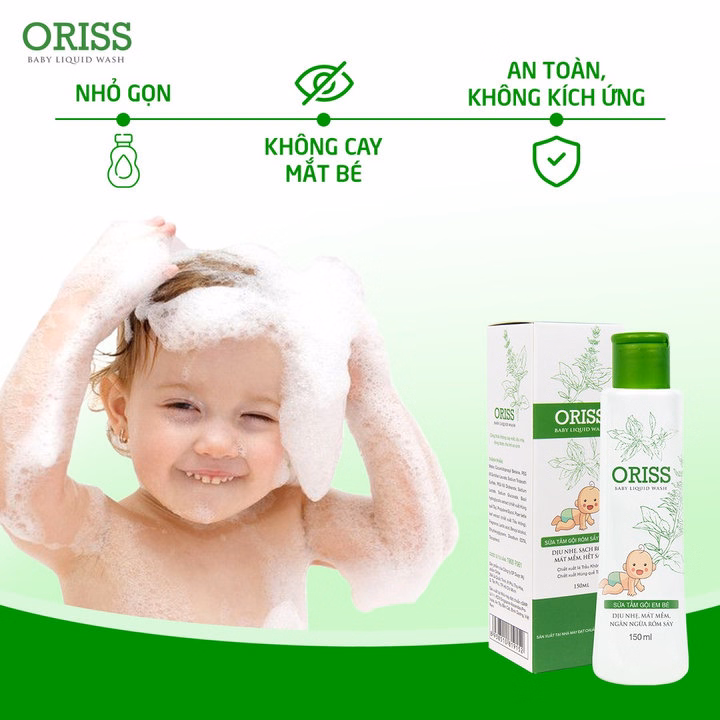 Sữa Tắm Gội Ngừa Rôm Sẩy An Toàn Cho Bé Oriss Baby Liquid Wash 150Ml - Ảnh 6