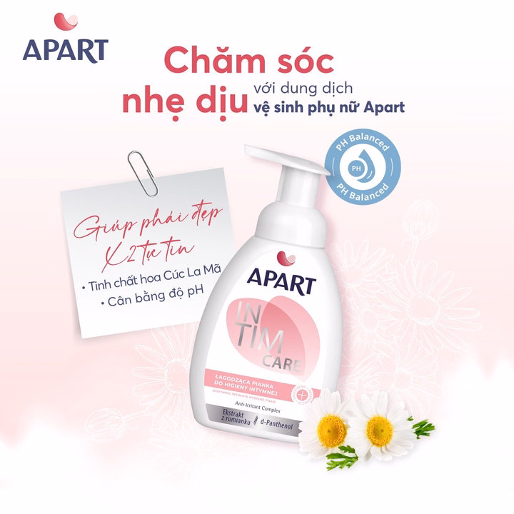 Dung Dịch Vệ Sinh Phụ Nữ Tạo Bọt Dịu Da, Kháng Khuẩn Chiết Xuất Hoa Cúc 300Ml- Apart - Ảnh 4