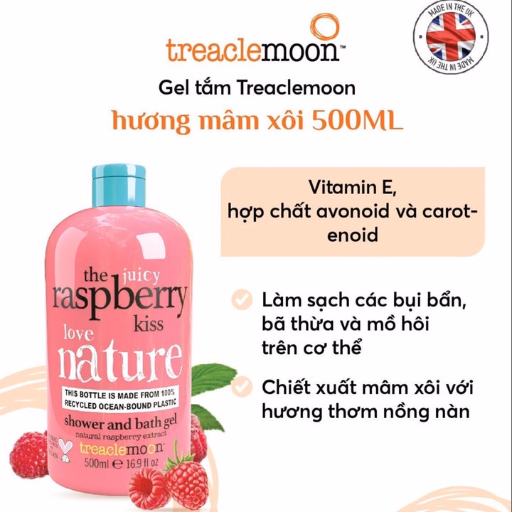 Gel Tắm Thuần Chay Treaclemoon Hương Mâm Xôi 500Ml - Ảnh 4