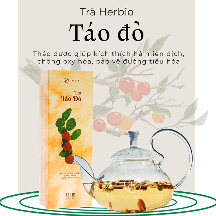 Trà Táo Đỏ Herbio Chống Lão Hóa - Hộp Kéo 12 Gói X 09 Gr - Ảnh 2