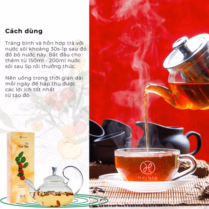 Trà Táo Đỏ Herbio Chống Lão Hóa - Hộp Kéo 12 Gói X 09 Gr - Ảnh 3