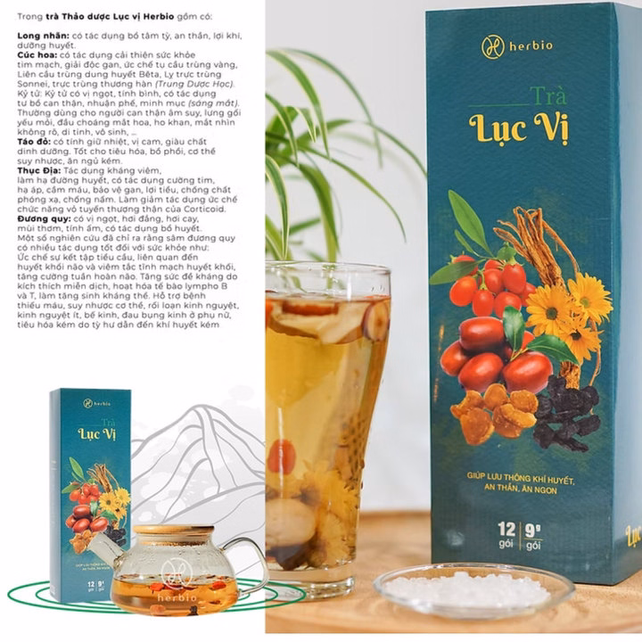 Trà Lục Vị Herbio An Thần Ngủ Ngon- Hộp Kéo 12 Gói X 09 Gr - Ảnh 3