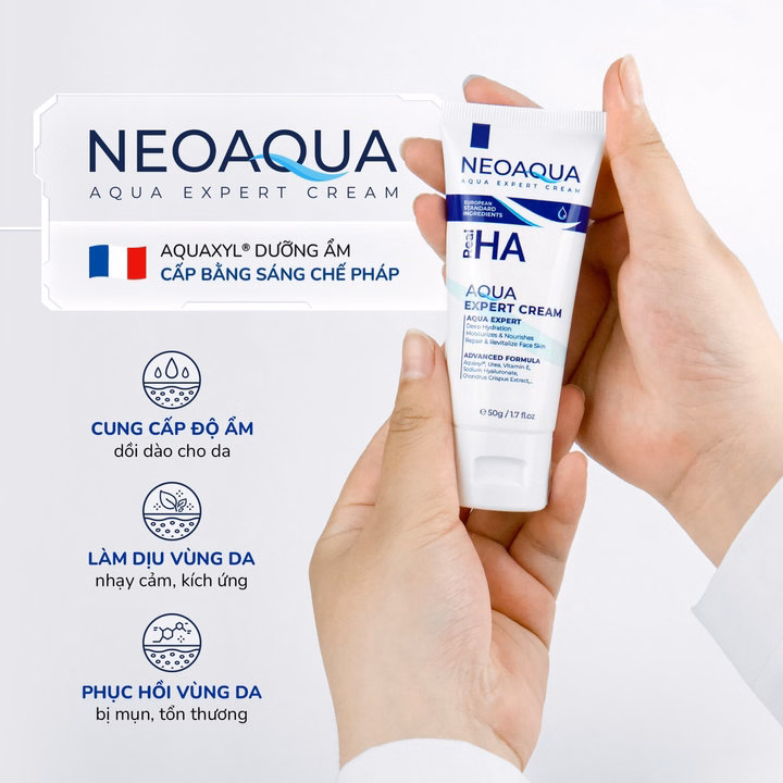 Combo 2 Tuýp Kem Dưỡng Ẩm Khóa Ẩm Phục Hồi Da 2In1 Neoaqua Cấp Nước Chuyên Sâu Ngừa Lão Hóa - Tuýp 50Gr