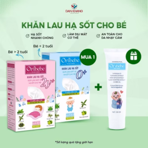 Khăn Lau Hạ Sốt Oribebe Cho Bé Giúp Hạ Nhiệt Giảm Sốt 0+/2Y+ Hộp 4 Túi X 6 Khăn - Oribe