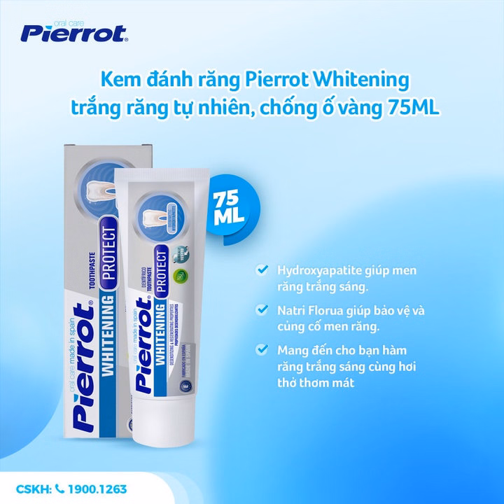 Kem Đánh Răng Pierrot Whitening Trắng Răng Tự Nhiên 75Ml - Ảnh 2
