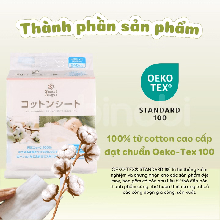 (Nội Địa Nhật) Khăn Cotton Smartangel Siêu Mềm Làm Sạch Cho Bé 540 Khăn - Ảnh 4