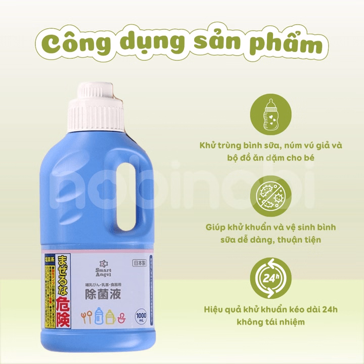 (Nội Địa Nhật) Dung Dịch Tiệt Trùng Bình Sữa Smartangel 1000Ml - Ảnh 3