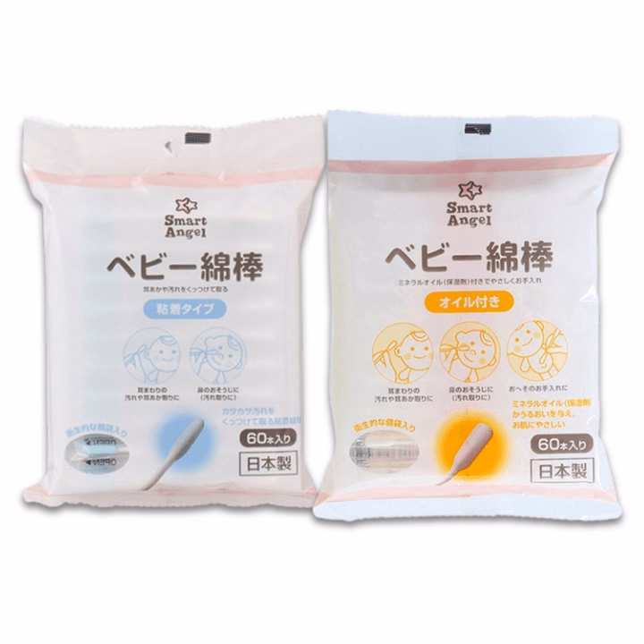 (Nội Địa Nhật) Tăm Bông Smartangel Thấm Dầu & Kết Dính Dễ Dàng Làm Sạch Kháng Khuẩn Cho Bé 60 Cây - Ảnh 2