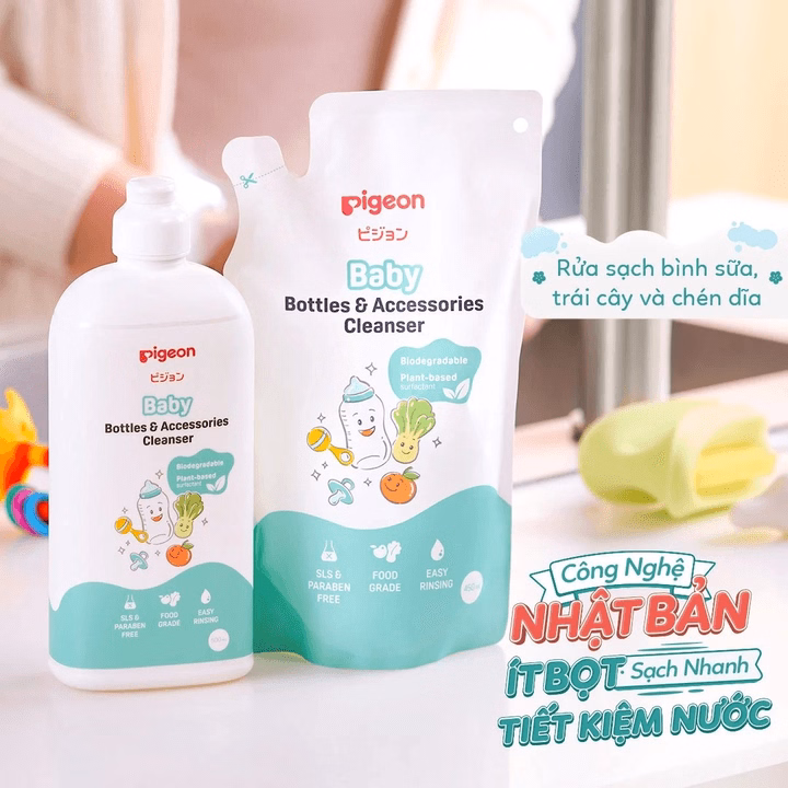 Nước Rửa Bình Sữa Và Phụ Kiện Pigeon Gốc Thực Vật Dung Tích 450Ml (Túi Thay Thế) - Ảnh 3