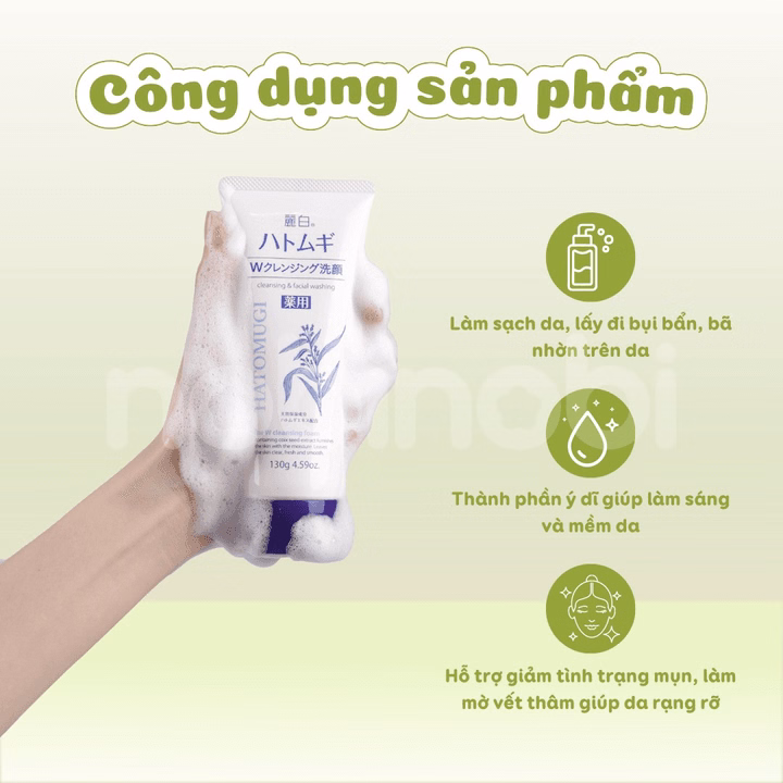(Chính Hãng) Sữa Rửa Mặt Reihaku Hatomugi Làm Sạch Sâu, Làm Sáng Mịn Và Ngừa Mụn - Ảnh 3