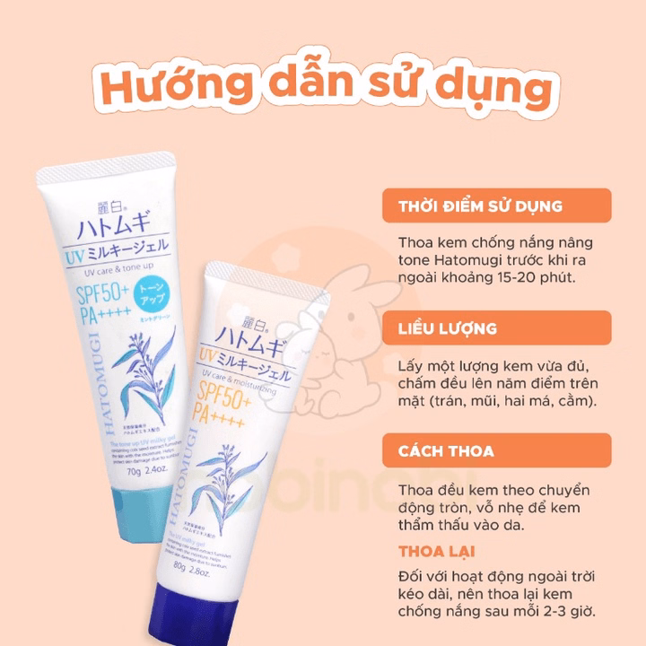 (Chính Hãng) Kem Chống Nắng Reihaku Hatomugi Nâng Tông Và Dưỡng Ẩm Cho Da Spf 50+ Pa++++ - Ảnh 5
