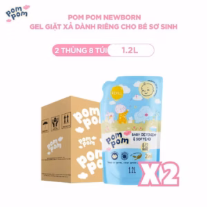 [2 Thùng 8 Túi 1.2L] - Dành Cho Bé Sơ Sinh - Gel Giặt Xả Đậm Đặc 2In1