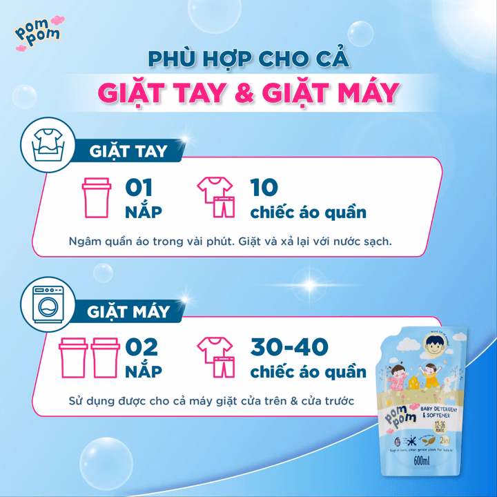 Túi 600Ml- Dành Cho Cả Nhà - Gel Giặt Xả 2In1"Lành"- Sạch Sâu Vết Bẩn - Dưỡng Mới Vải - Lưu Hương Tích Hợp Kháng Khuẩn An Toàn Cho Đồ Lót - Ảnh 8