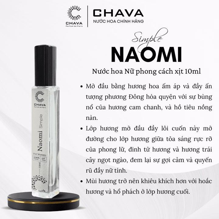Nước Hoa Nữ Mini Simple Naomi 10Ml Phong Cách Xịt - Chava - Ảnh 3