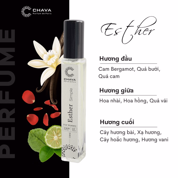 Nước Hoa Nữ Mini Simple Esther 10Ml Phong Cách Xịt - Chava - Ảnh 2