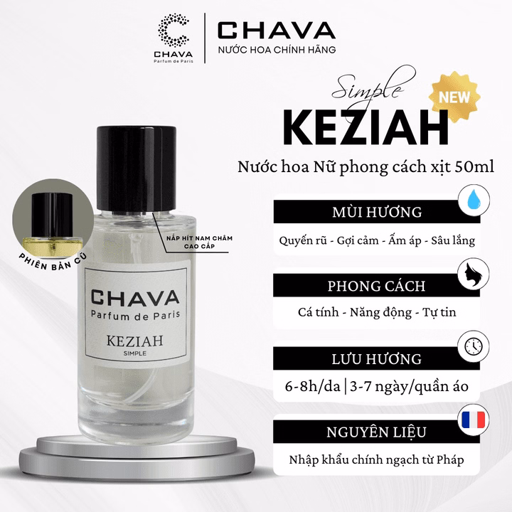 Nước Hoa Nữ Simple Keziah 50Ml Phong Cách Xịt (Phiên Bản Nắp Nam Châm Cao Cấp) - Chava