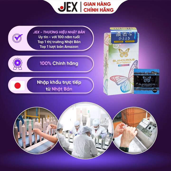 Jex Bao Cao Su Glamourous Butterfly Melty Hộp 10 Bao - Ảnh 7