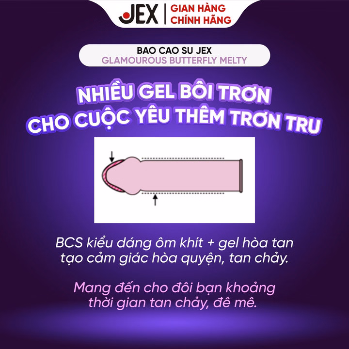 Jex Bao Cao Su Glamourous Butterfly Melty Hộp 10 Bao - Ảnh 8
