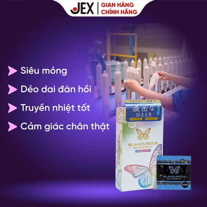 Jex Bao Cao Su Glamourous Butterfly Melty Hộp 10 Bao - Ảnh 5