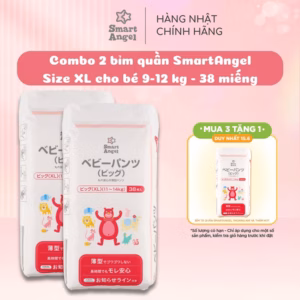 Combo 2 Tã/Bỉm Quần Smart Angel Cho Bé Từ 11-14Kg 38 Miếng (Hàng Nội Địa Nhật)