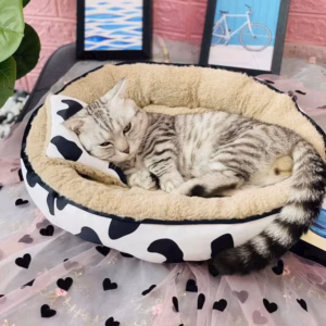 Nệm Bò Sữa Tròn Siêu Êm Mềm Mịn Dưới 6Kg Dành Cho Thú Cưng Chó Mèo