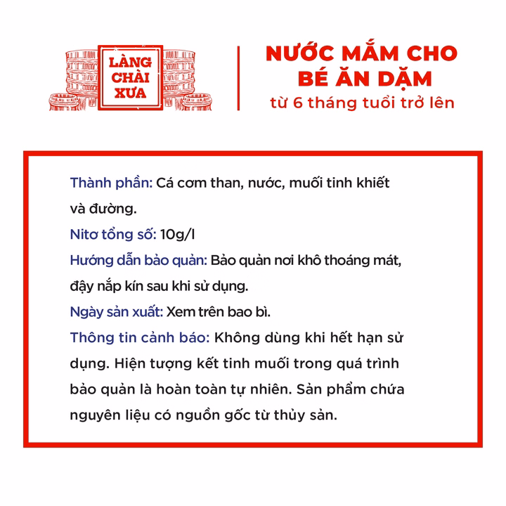 Nước Mắm Cá Cơm Than Làng Chài Xưa Cho Bé Ăn Dặm Từ 6 Tháng Tuổi, An Toàn, Nhiều Cá Ít Muối Chứa Nhiều Vitamin 60Ml/Chai - Làng Chài Xưa - Ảnh 2