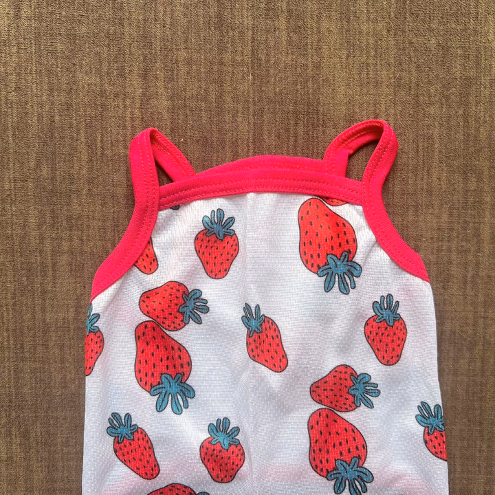 Áo Thun Hai Dây Dâu Tây Thông Hơi Siêu Cute Từ 1-7.5Kg Dành Cho Thú Cưng Chó Mèo - Ảnh 3