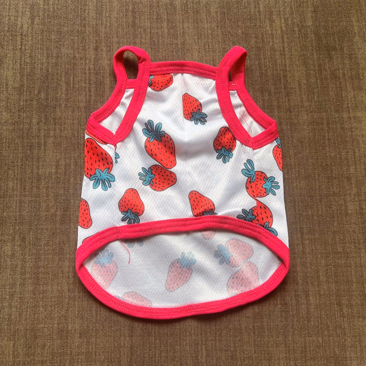 Áo Thun Hai Dây Dâu Tây Thông Hơi Siêu Cute Từ 1-7.5Kg Dành Cho Thú Cưng Chó Mèo - Ảnh 5