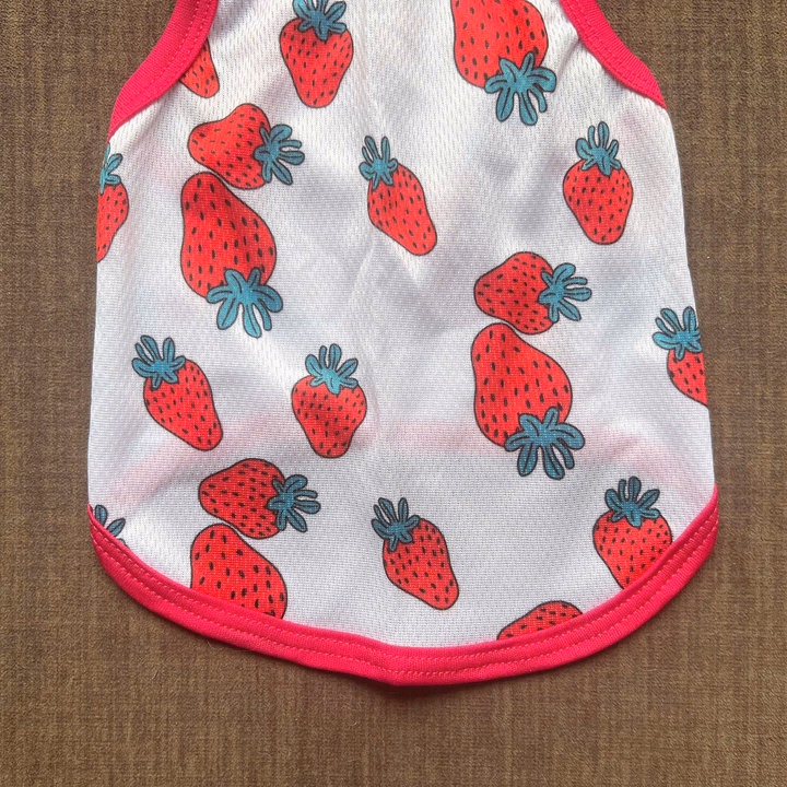 Áo Thun Hai Dây Dâu Tây Thông Hơi Siêu Cute Từ 1-7.5Kg Dành Cho Thú Cưng Chó Mèo - Ảnh 2