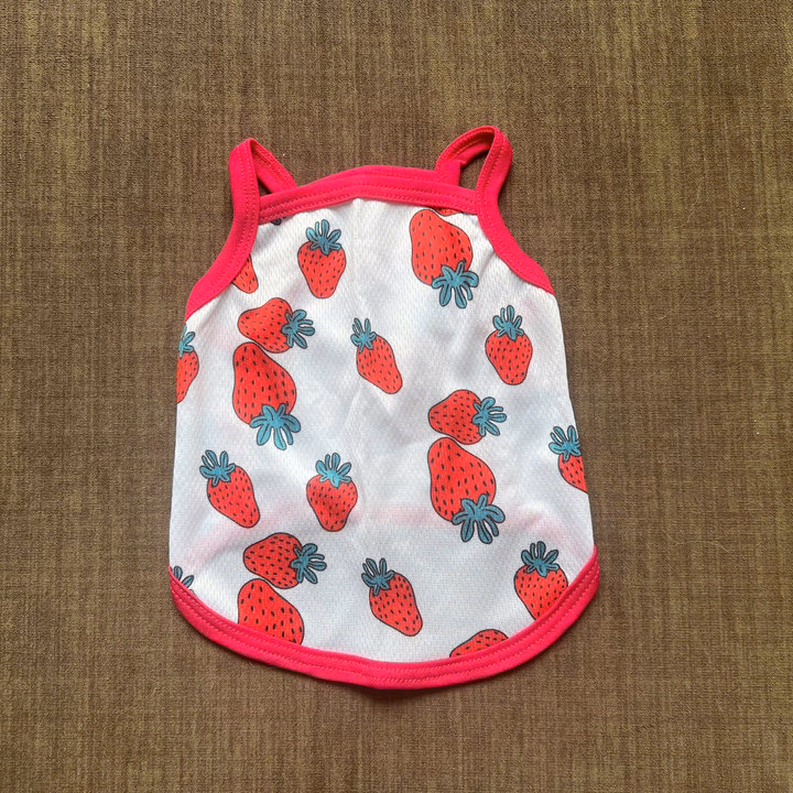 Áo Thun Hai Dây Dâu Tây Thông Hơi Siêu Cute Từ 1-7.5Kg Dành Cho Thú Cưng Chó Mèo - Ảnh 7