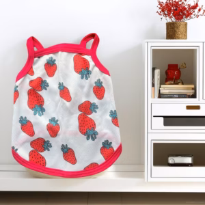 Áo Thun Hai Dây Dâu Tây Thông Hơi Siêu Cute Từ 1-7.5Kg Dành Cho Thú Cưng Chó Mèo