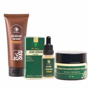 Bộ Đánh Bay Mụn Cứng Đầu Chuyên Sâu Wonmom (1 Sữa Rửa Mặt + 1 Serum Mụn + 1 Kem Cấp Ẩm)