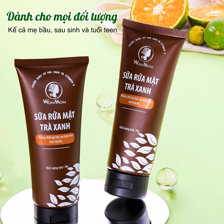 Sữa Rửa Mặt Trà Xanh Ngăn Ngừa Mụn, Sáng Da Wonmom 70G - Ảnh 4
