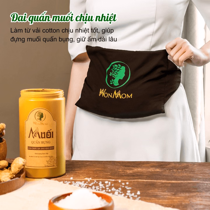Combo Bộ Giảm Eo Siêu Tiết Kiệm Cho Mẹ Sau Sinh Wonmom (Muối Thảo Dược Giảm Eo + Đai Quấn Muối) - Ảnh 3
