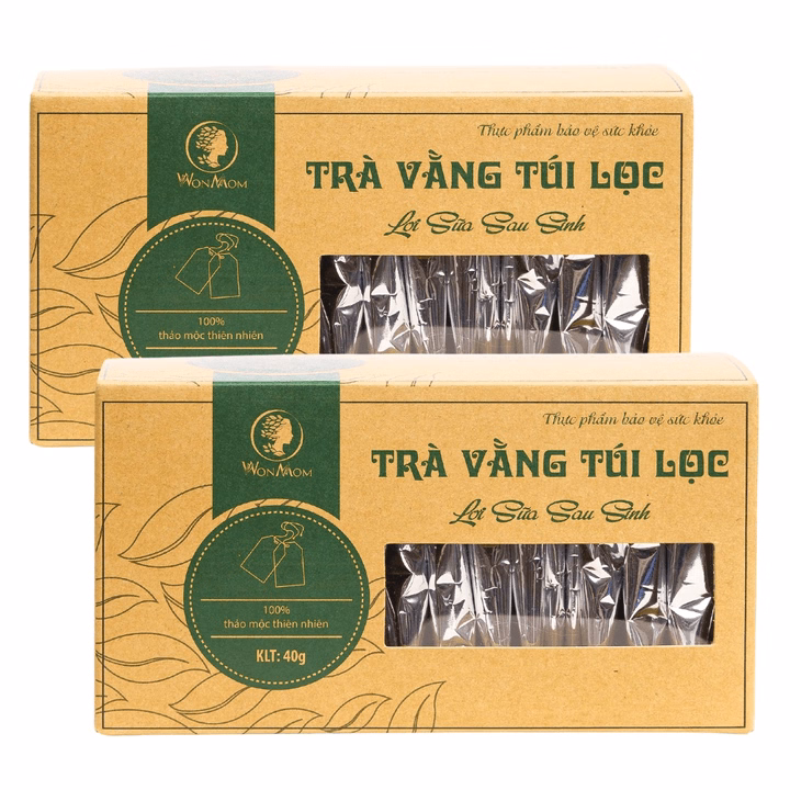 Combo 2 Hộp Trà Vằng Túi Lọc Lợi Sữa, Giảm Cân Sau Sinh Wonmom ( 40 Túi )