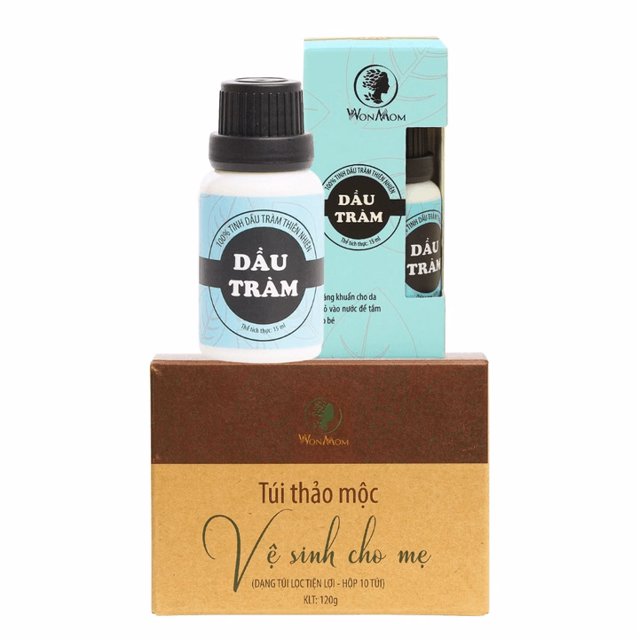Combo Giúp Mẹ Thơm, Bé Khỏe Wonmom (Hộp Thảo Mộc Xông Vùng Kín Cho Mẹ + Dầu Tràm)