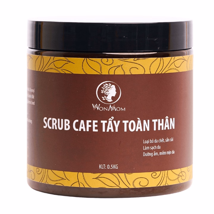 Scrub Cafe Tẩy Tế Bào Chết Toàn Thân, Trắng Da Sạch Thâm Rạn Wonmom 500G