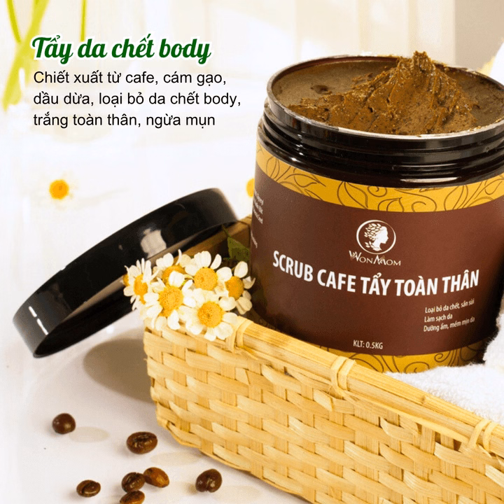 Scrub Cafe Tẩy Tế Bào Chết Toàn Thân, Trắng Da Sạch Thâm Rạn Wonmom 500G - Ảnh 2