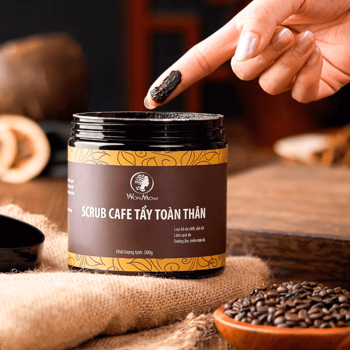 Scrub Cafe Tẩy Tế Bào Chết Toàn Thân, Trắng Da Sạch Thâm Rạn Wonmom 500G - Ảnh 6
