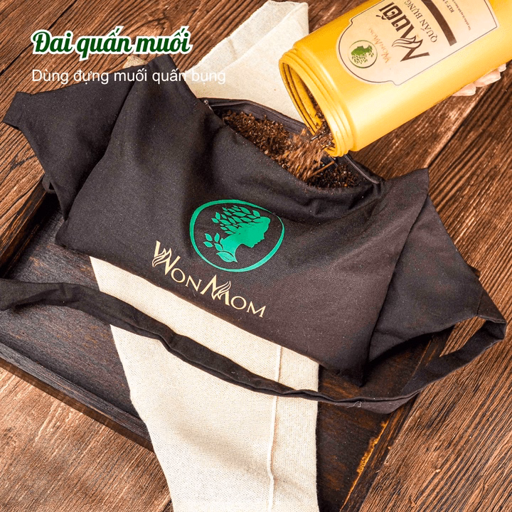 Bộ Giảm Eo Sau Sinh Wonmom (Muối Thảo Dược, Dầu Gừng, Đai Quấn Muối Và Nịt Bụng) - Ảnh 8