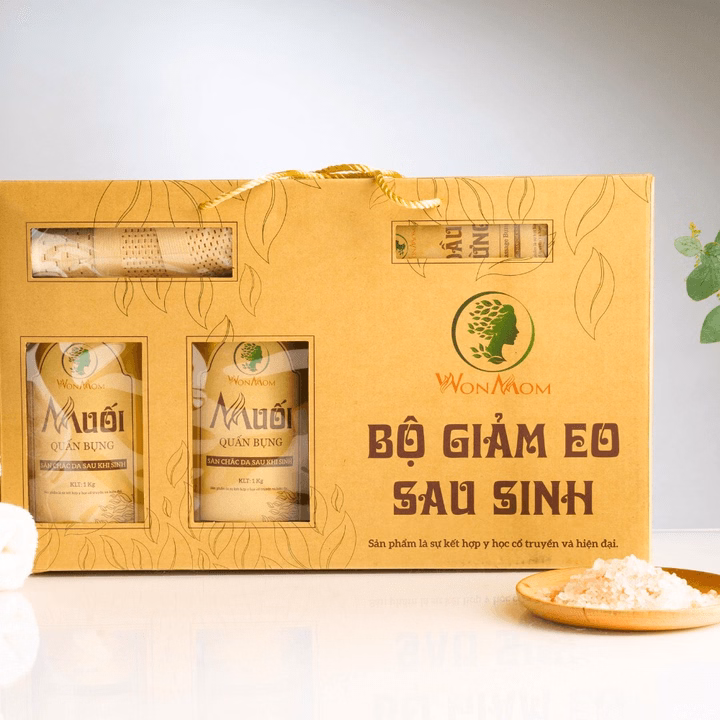 Bộ Giảm Eo Sau Sinh Wonmom (Muối Thảo Dược, Dầu Gừng, Đai Quấn Muối Và Nịt Bụng) - Ảnh 2