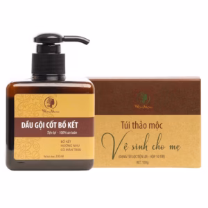 Bộ Giảm Rụng Tóc, Trị Gàu, Khử Mùi Vùng Kín Wonmom (1 Dầu Gội Bồ Kết + 1 Hộp Thảo Mộc Xông Vùng Kín)