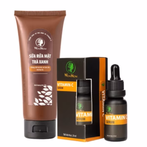 Bộ Dưỡng Da Mặt Organic, Làm Sạch Da, Ngăn Ngừa Mụn, Trắng Sáng Da Mặt Wonmom (1 Sữa Rửa Mặt + 1 Serum Vitamin C)