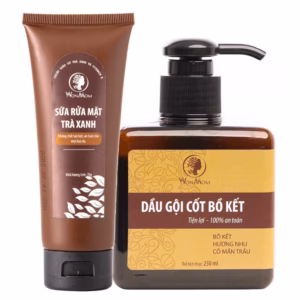 Bộ Da Đẹp Tóc Đen, Dưỡng Sáng Da Mặt, Kích Thích Mọc Tóc Suôn Mượt Wonmom (1 Sữa Rửa Mặt + 1 Dầu Gội Bồ Kết)